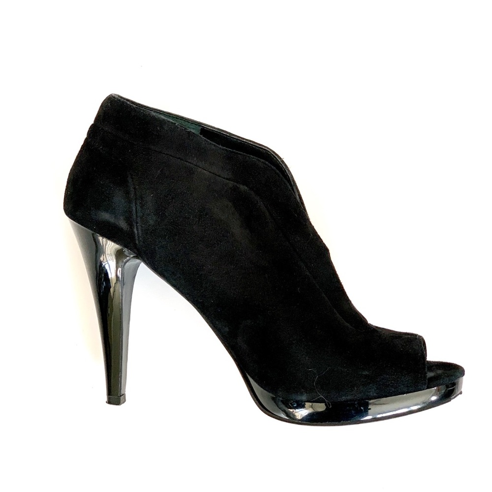 Black Suede Open Toe Booties